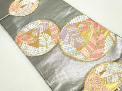 平和屋着物◎六通柄袋帯　唐織　若松丸文　金銀糸　引箔　正絹　逸品　DABC0803qa