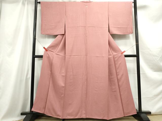 平和屋着物■上質な色無地 霞地紋 紅梅色 正絹 逸品 DABC0831qa