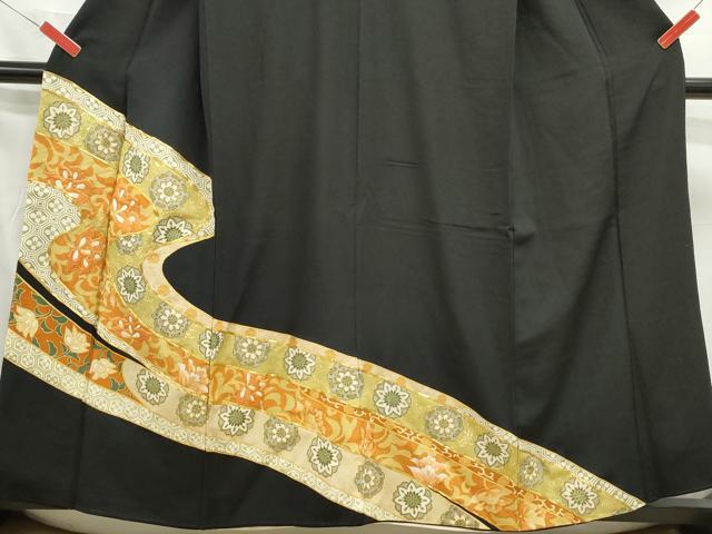 平和屋着物■豪華黒留袖　駒刺繍　道長正倉院花文　金彩　正絹　逸品　DABC0839qa