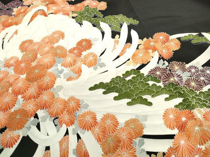 平和屋着物■豪華黒留袖　乱菊　笠松　金彩　正絹　逸品　DABC0844qa