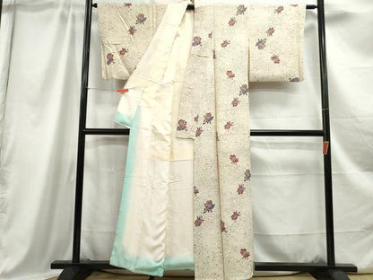 平和屋着物■上質な小紋 立波舞花文 正絹 逸品 DABC0864qa