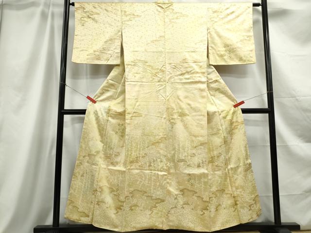 平和屋着物■上質な小紋 駒刺繍 道長花松文 暈し染め 正絹 逸品 DABC0867qa