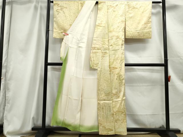 平和屋着物■上質な小紋 駒刺繍 道長花松文 暈し染め 正絹 逸品 DABC0867qa