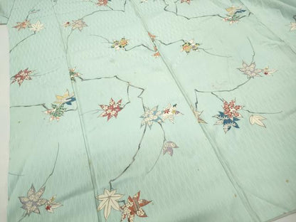 平和屋着物■上質な小紋 手描き 枝楓文 金彩 正絹 逸品 DABC0876qa