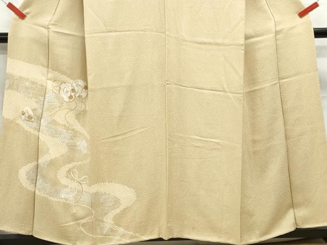 平和屋着物■訪問着 刺繍 絞り 道長扇面花鼓文 銀彩 正絹 逸品 DABC0877qa