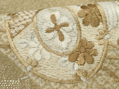平和屋着物■訪問着 刺繍 絞り 道長扇面花鼓文 銀彩 正絹 逸品 DABC0877qa