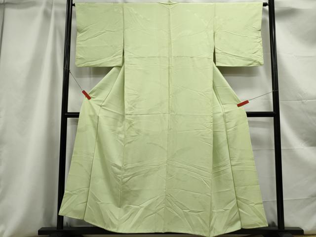 平和屋着物■上質な色無地 立波地紋 若葉色 正絹 逸品 DABC0882qa