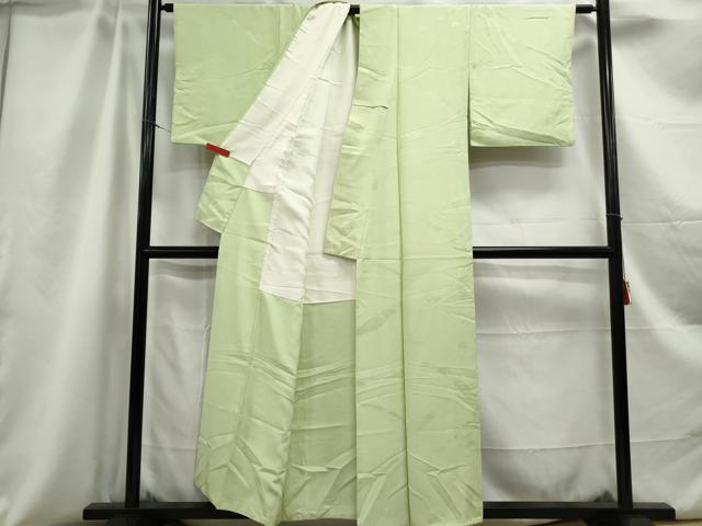平和屋着物■上質な色無地 立波地紋 若葉色 正絹 逸品 DABC0882qa