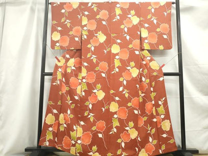 平和屋着物■上質な小紋 地紋起こし 舞花文 正絹 逸品 DABC0885qa
