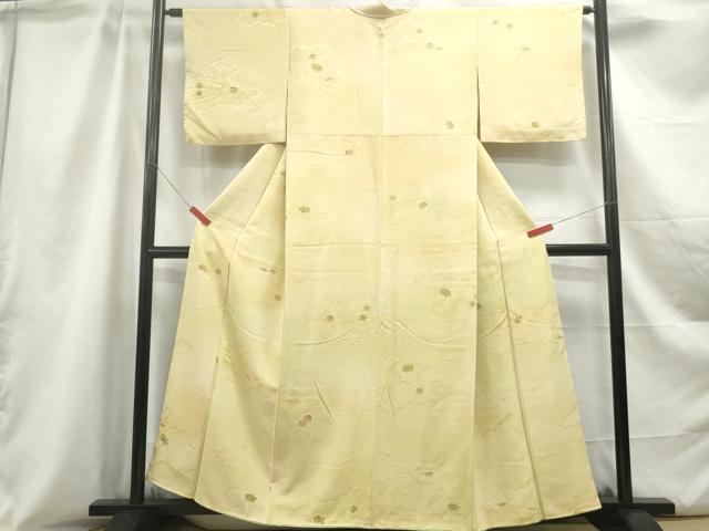 平和屋着物■上質な小紋 地紋起こし 吹き寄せ雲花文 菊 暈し染め 正絹 逸品 DABC0887qa