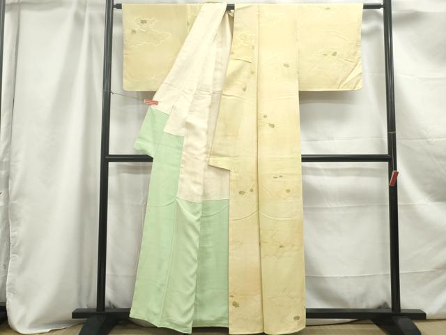平和屋着物■上質な小紋 地紋起こし 吹き寄せ雲花文 菊 暈し染め 正絹 逸品 DABC0887qa