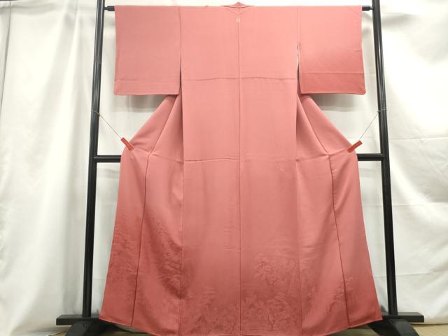 平和屋着物■無地絵羽訪問着 風景花地紋 蘇芳色 正絹 逸品 DABC0889qa