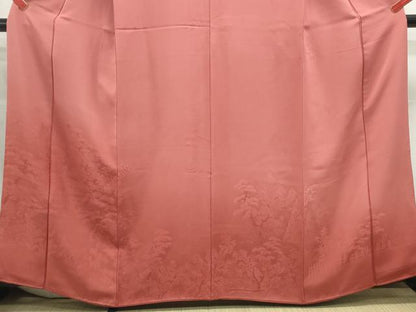平和屋着物■無地絵羽訪問着 風景花地紋 蘇芳色 正絹 逸品 DABC0889qa