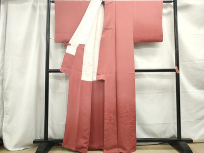 平和屋着物■無地絵羽訪問着 風景花地紋 蘇芳色 正絹 逸品 DABC0889qa