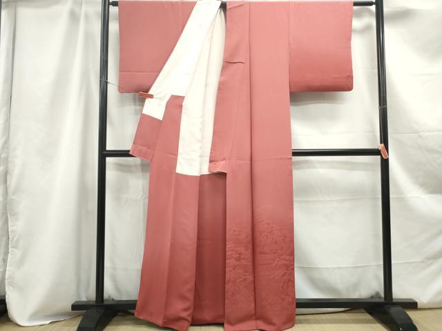 平和屋着物■無地絵羽訪問着 風景花地紋 蘇芳色 正絹 逸品 DABC0889qa
