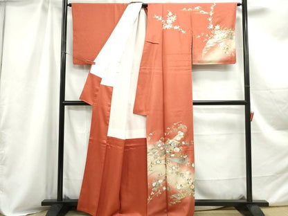 平和屋着物■訪問着 刺繍 扇面花文 暈し染め 金銀彩 正絹 逸品 DABC0907qa