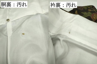平和屋着物■上質な紬　草花文　正絹　逸品　DABC0909qa