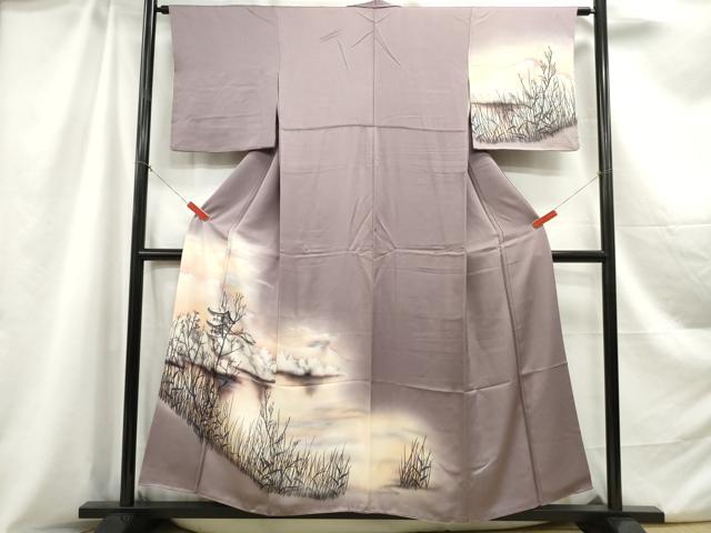 平和屋着物■訪問着 風景木立文 暈し染め 正絹 逸品 DABC0911qa