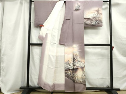 平和屋着物■訪問着 風景木立文 暈し染め 正絹 逸品 DABC0911qa