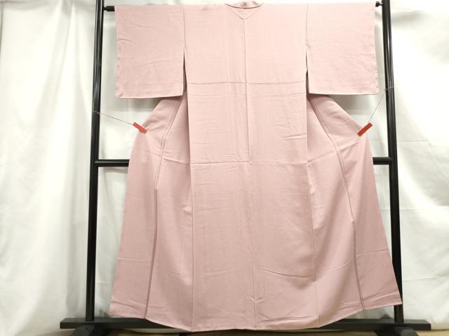 平和屋着物■上質な色無地 霞地紋 珊瑚色 正絹 逸品 DABC0915qa