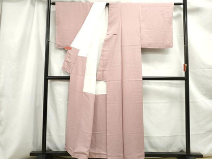 平和屋着物■上質な色無地 霞地紋 珊瑚色 正絹 逸品 DABC0915qa