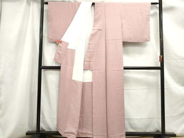 平和屋着物■上質な色無地 霞地紋 珊瑚色 正絹 逸品 DABC0915qa
