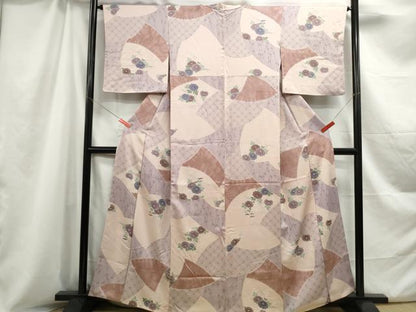 平和屋着物■上質な小紋 切嵌笹竹菊文 正絹 逸品 DABC0916qa