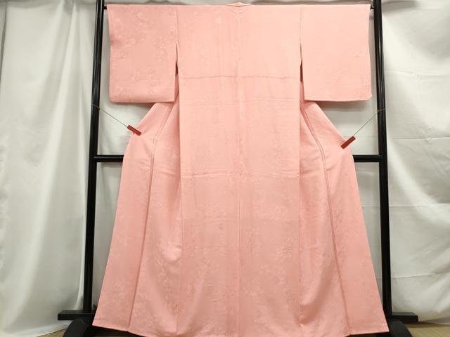 平和屋着物■上質な色無地 雪輪花地紋 宍色 正絹 逸品 DABC0921qa