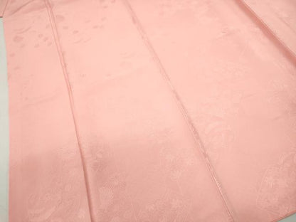 平和屋着物■上質な色無地 雪輪花地紋 宍色 正絹 逸品 DABC0921qa