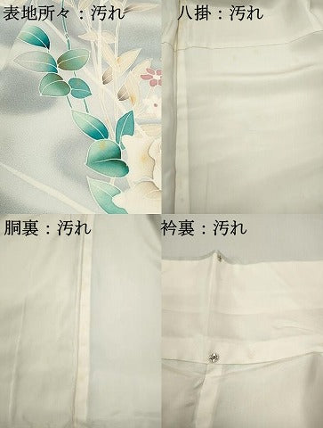 平和屋着物■訪問着 枝花文 薔薇 バラ 暈し染め 正絹 逸品 DABC0922qa