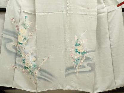 平和屋着物■訪問着 枝花文 薔薇 バラ 暈し染め 正絹 逸品 DABC0922qa