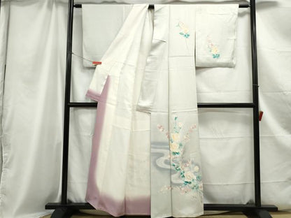 平和屋着物■訪問着 枝花文 薔薇 バラ 暈し染め 正絹 逸品 DABC0922qa