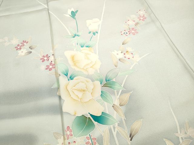 平和屋着物■訪問着 枝花文 薔薇 バラ 暈し染め 正絹 逸品 DABC0922qa