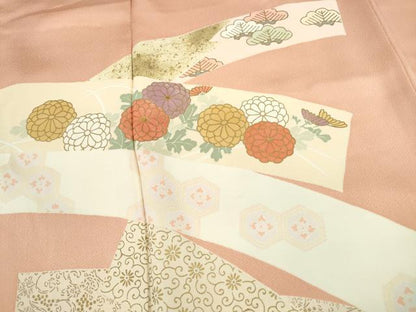 平和屋着物■訪問着 刺繍 熨斗花松文 金彩 正絹 逸品 DABC0923qa