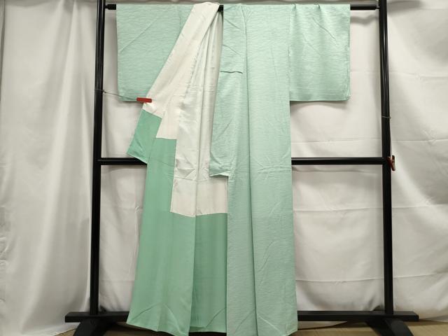 平和屋着物■上質な色無地 芝地紋 薄萌葱色 正絹 逸品 DABC0924qa