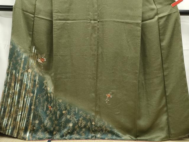 平和屋着物■訪問着 刺繍 舞花間道 暈し染め 金彩 正絹 逸品 DABC0925qa