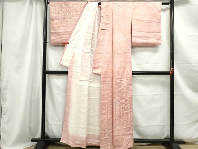 平和屋着物■上質な小紋 花青海波地紋 暈し染め 正絹 逸品 DABC0928qa