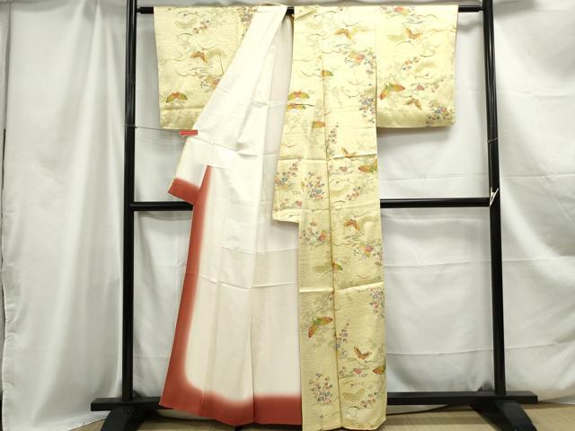 平和屋着物■上質な小紋 花蝶文 金彩 正絹 逸品 DABC0948qa
