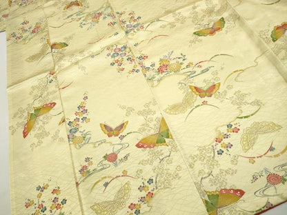 平和屋着物■上質な小紋 花蝶文 金彩 正絹 逸品 DABC0948qa