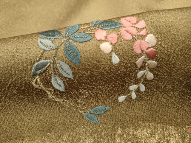 平和屋着物■訪問着 刺繍 流水草花文 金銀彩 正絹 逸品 DABC0964qa