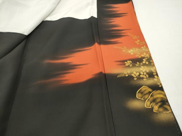 平和屋着物■豪華黒留袖　風景枝松文　暈し染め　金彩　正絹　逸品　DABC0975qa