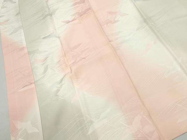 平和屋着物■長襦袢　袷　群れ鶴文　暈し染め　正絹　逸品　DABC0976qa
