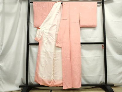 平和屋着物■上質な色無地 流水花地紋 曙色 正絹 逸品 DABC0989qa