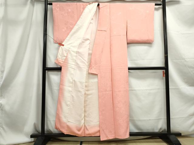 平和屋着物■上質な色無地 流水花地紋 曙色 正絹 逸品 DABC0989qa