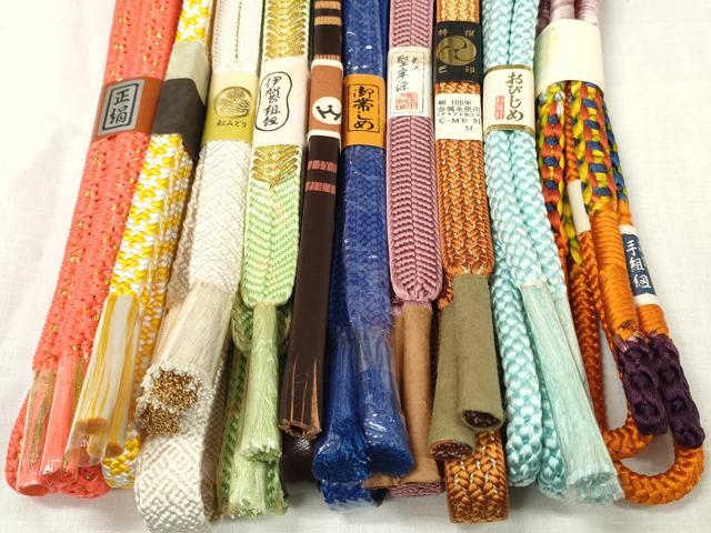 平和屋着物●和装小物　帯締め10本セット　伊賀の組紐　手組　堅牢染　雅流　レザー　金糸　京王百貨店扱い　逸品　未使用　DABC1027zzz