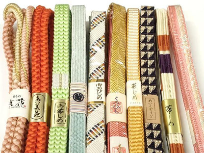 平和屋着物●和装小物　帯締め10本セット　手組紐　組紐　鎌倉組　金糸　オパール糸　めいくやまと・三越扱い　逸品　未使用　DABC1031zzz