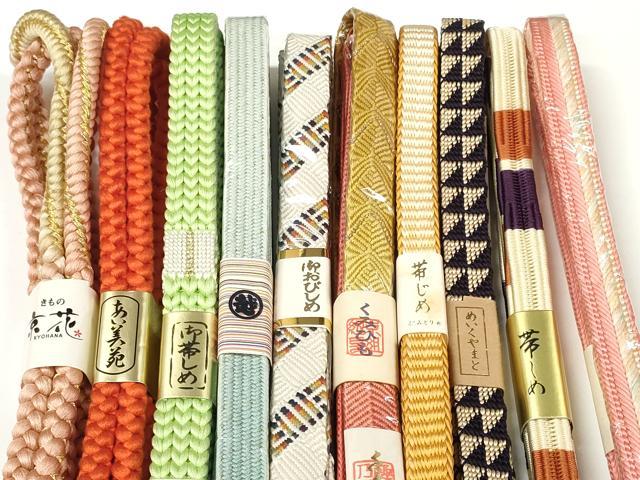 平和屋着物●和装小物　帯締め10本セット　手組紐　組紐　鎌倉組　金糸　オパール糸　めいくやまと・三越扱い　逸品　未使用　DABC1031zzz