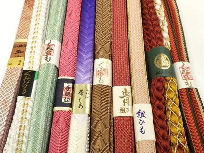 平和屋着物●和装小物 帯締め10本セット 手組紐 組紐 笹浪組 金糸 逸品 未使用 DABC1034zzz