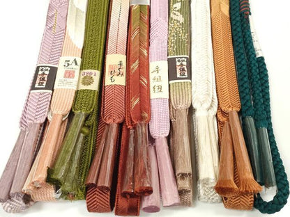平和屋着物●和装小物　帯締め10本セット　手組紐　伊賀の組紐　高麗組　笹浪組　金糸　逸品　未使用　DABC1035zzz