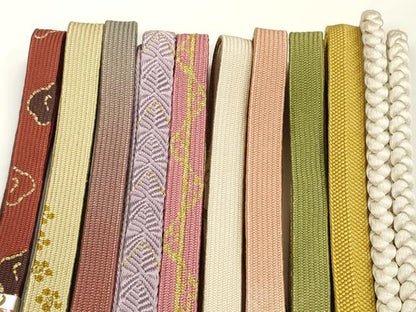平和屋着物●和装小物　帯締め10本セット　手組紐　組紐　高麗組　金糸　逸品　未使用　DABC1038zzz
